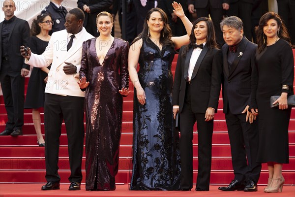 Cannes, France, 14.5.2024: Omar Sy, Greta Gerwig, Lily Gladstone, Nadine Labaki, Hirokazu Kore-eda,