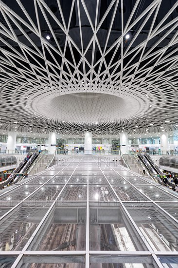 Shenzhen Metro modern architecture in public transport underground station Gangxia North in