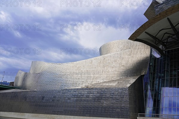 Guggenheim Museum Bilbao on the banks of the river Nervion, architect Frank O. Gehry, Bilbao,