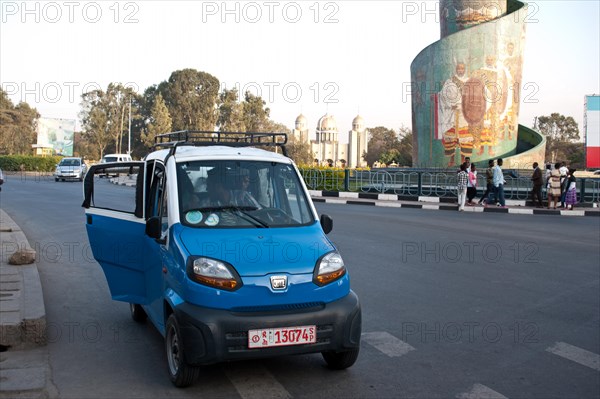 Bajaj Qute model car used as a cab, ethiopia