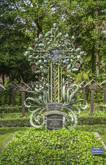 Artistic grave of Fidel Henselmann, Waldbach Cemetery, Offenburg, Baden-Wuerttemberg, Germany,