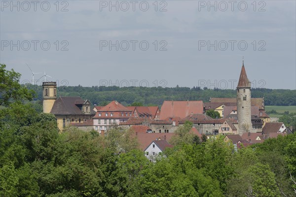 View of the old town and the castle in Kirchberg an der Jagst, Jagsttal, Jagststeig, hiking,