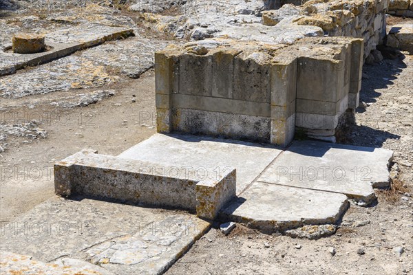 Detail of foundation walls of door Tor tor passage in building Komlpex with chambers of princess In
