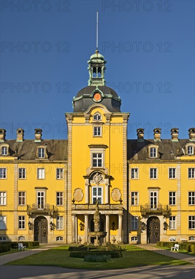 Front view of Bueckeburg Castle, ancestral seat of the House of Schaumburg-Lippe, Bueckeburg, Lower