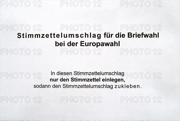 Ballot paper envelope, white, postal vote, official postal voting documents, election,