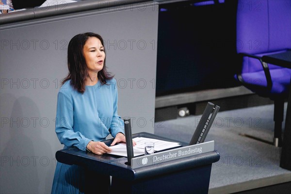 Annalena Baerbock, Federal Foreign Minister, recorded during a speech in the German Bundestag in