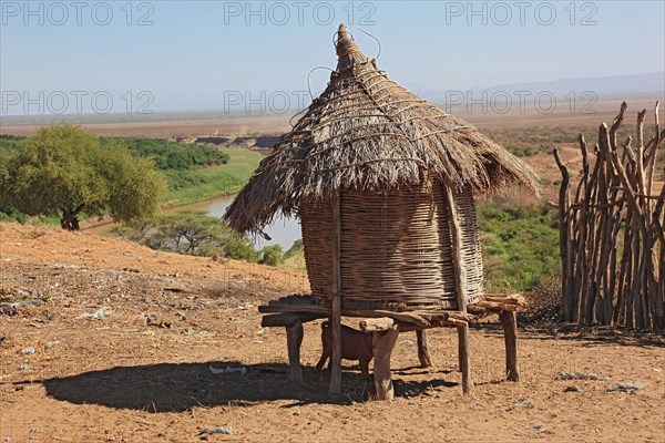 South Ethiopia, Omo region, among the Karo people, huts in the Karo village, Ethiopia, Africa