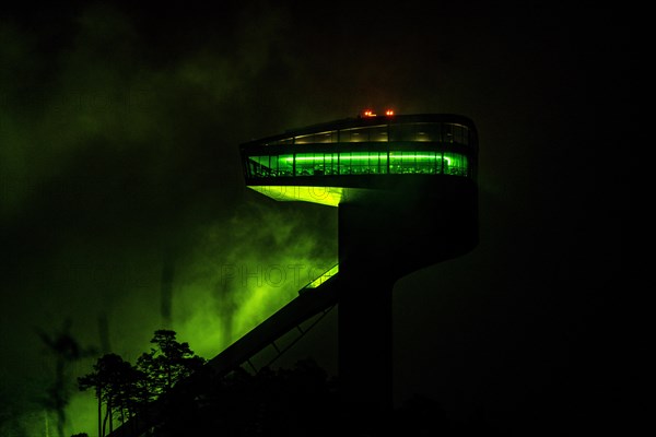 Bergisel ski jump in the fog (green)