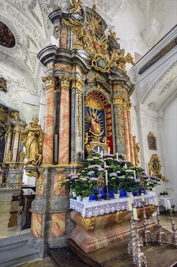 Side altar, former monastery church of St. Peter and Paul, Irsee monastery or abbey, former