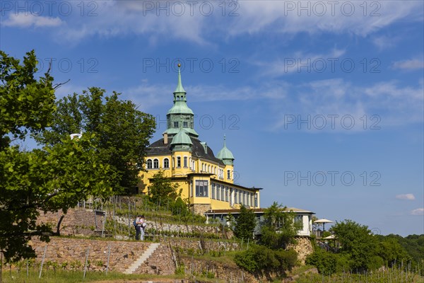Weingut am Goldenen Wagen. The Spitzhaus is a former summer residence in the Saxon town of Radebeul