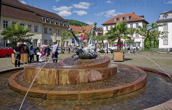 Sebastian Muenster Fountain by Michael Schoenenholtz, Karlsplatz, Heidelberg, Baden-Wuerttemberg,