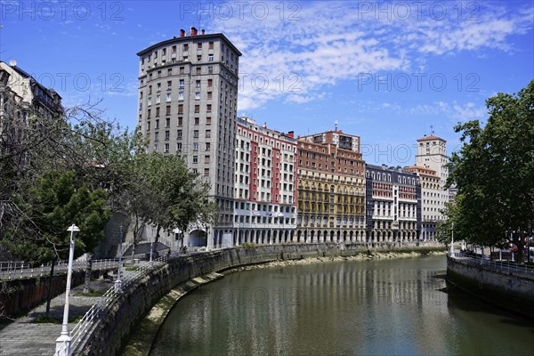 On the way in Bilbao, province Bizkaia, Basque Country, Spain, Europe, City view with a river