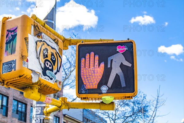 Love pedestrian traffic light, Williamsburg, Brooklyn, New York City