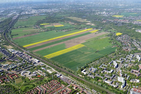 Aerial view, building area, housing construction, Oberbillwerder, Bergedorf, Hamburg, Germany,