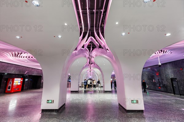 Shanghai Metro modern architecture in public transport underground station Yuyuan Garden in