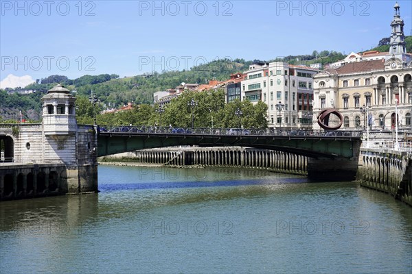 On the way in Bilbao, Province of Bizkaia, Basque Country, Spain, Europe, Historic bridge and