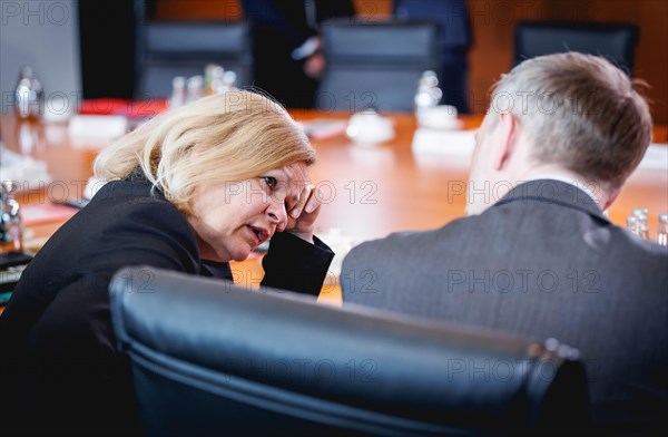 (R-L) Christian Lindner, Federal Minister of Finance, and Nancy Faeser, Federal Minister of the