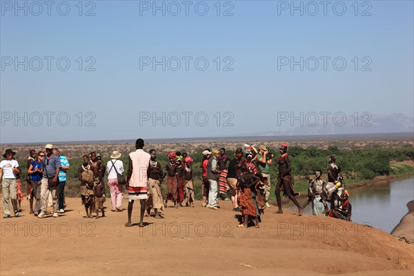 South Ethiopia, Omo region, view of the Omo river, Omo Valley among the Karo people, reception of