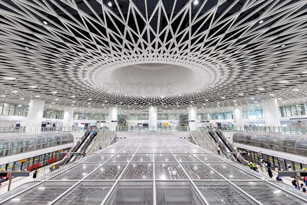Shenzhen Metro modern architecture in public transport underground station Gangxia North in