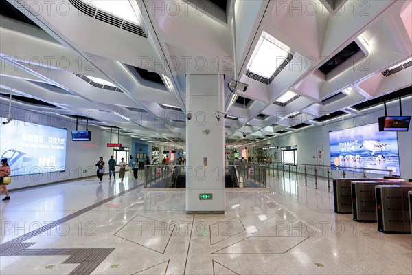 Shenzhen Metro underground station Huanancheng modern public transport architecture in Shenzhen,