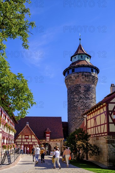 Imperial Castle, with Sinwell Tower, fountain house and half-timbered houses in the castle,