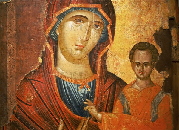 Icon called The virgin Hodeghetria, 16th century, Museum of Bulgarian icons in Sofia, Bulgaria.