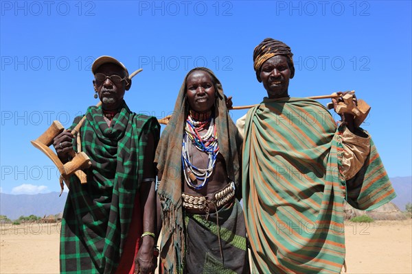 South Ethiopia, in a village of the Arbore or Erbore people on Lake Stefano, two elderly men and
