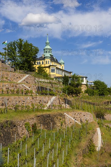 Weingut am Goldenen Wagen. The Spitzhaus is a former summer residence in the Saxon town of Radebeul