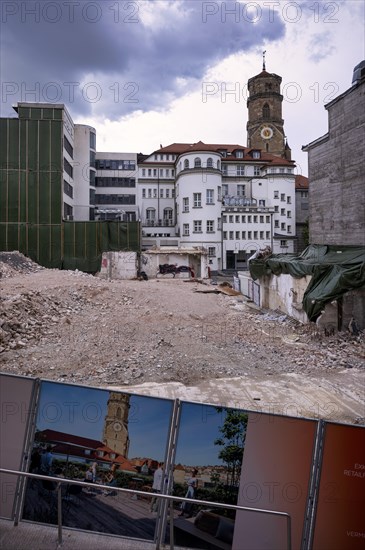 Construction site, construction fence, controversial construction project of Rene Benko's insolvent