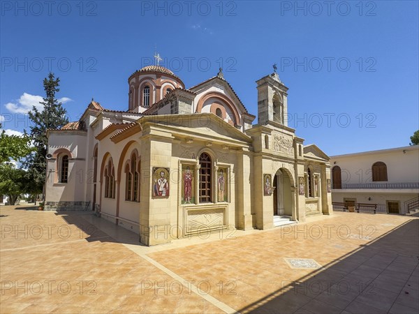 Exterior view of historic orthodox church monastery church Zoodochos Pege in Byzantine style from