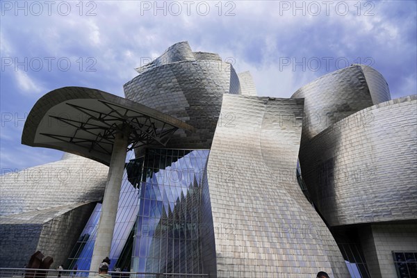 Guggenheim Museum Bilbao on the banks of the Nervion River, architect Frank O. Gehry, Bilbao,