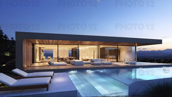 Luxurious wooden house with swimming pool reflecting the opulence of billionaires nestled in