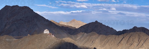 The Namgyal Tsemo Gompa monastery on Tsenmo Hill, a viewpoint over Leh, Ladakh, Jammu and Kashmir,