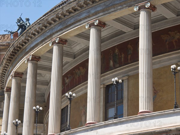 Classical architecture with columns and richly decorated facade elements, palermo in sicily with an