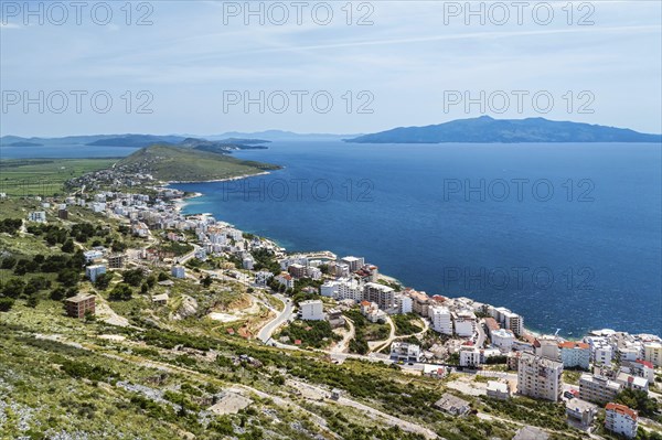 Saranda from a drone, Albanian Riviera, Albania, Europe