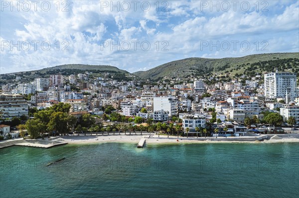 Saranda from a drone, Albanian Riviera, Albania, Europe
