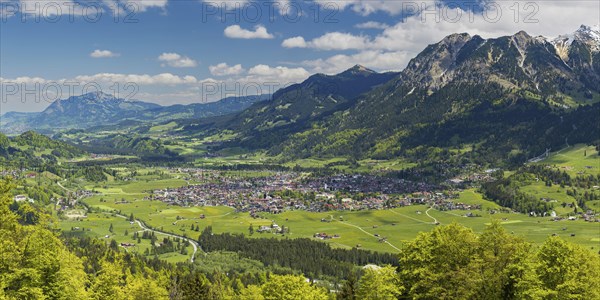 Mountain panorama from south-west on Oberstdorf, Oberallgaeu, Allgaeu, Bavaria, Germany, Europe