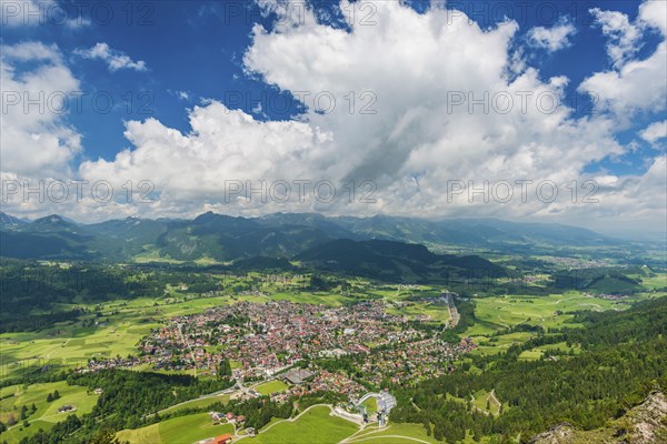 Panorama from Schattenberg, 1692m, on Oberstdorf, Allgaeu, Bavaria, Germany, Europe