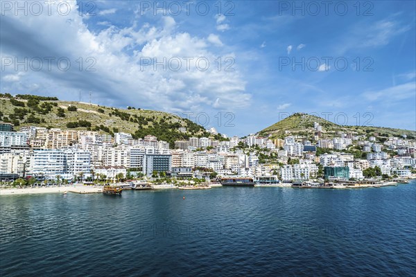 Saranda from a drone, Albanian Riviera, Albania, Europe