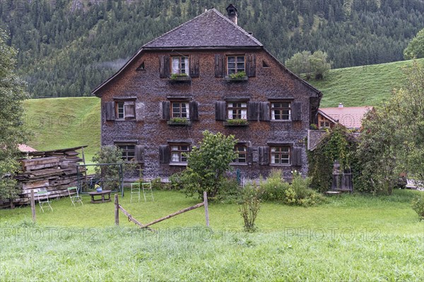 Old farmhouse from around 1820, with a shingle facade, Hinterstein, Bad Hindelang, Allgaeu,