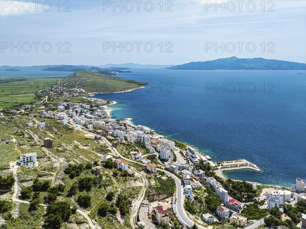 Saranda from a drone, Albanian Riviera, Albania, Europe