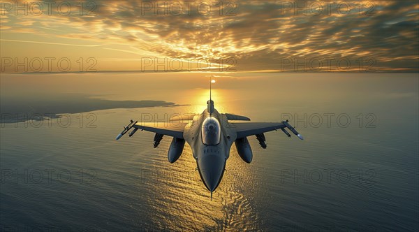 A fighter military air force jet. Concept of power and military strength and ability to attack, AI