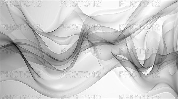 Abstract black and white wavy smoke-like patterns creating an ethereal effect, AI generated