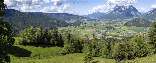 View from the Stalingrad Chapel into the Enns Valley, Grimming, Hoher Dachstein, Kammspitze,