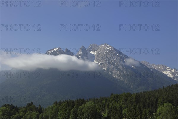 Watzmann massif, with low-hanging cloud, Berchtesgaden, Bavaria, Germany, Europe