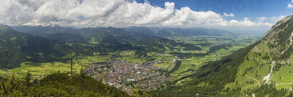 Panorama from Schattenberg, 1692m, on Oberstdorf, Allgaeu, Bavaria, Germany, Europe