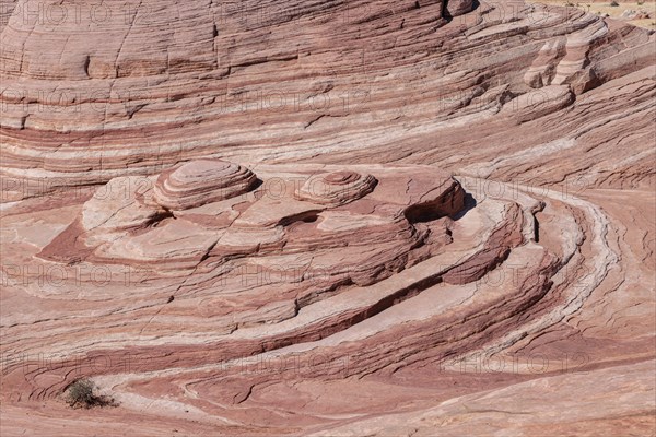 Layered rock formations along the Fire Wave Trail at Valley of Fire State Park near Overton,