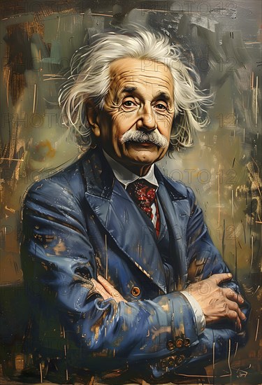 Oil-painted portrait of the physicist Albert Einstein, modern interpretation, AI generated, AI