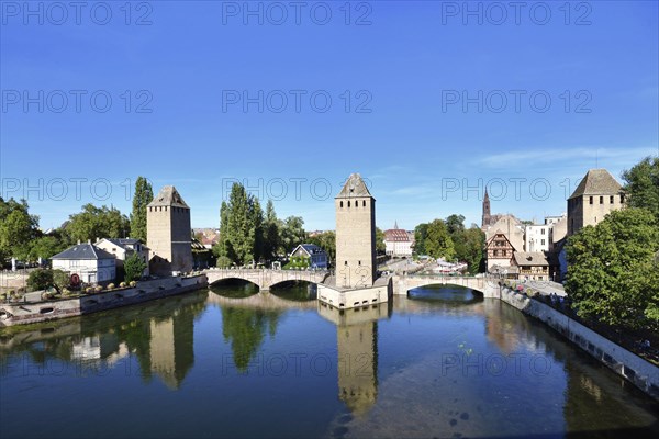Famous historical tower of 'Ponts Couvert' bridge as part of defensive work erected in the 13th