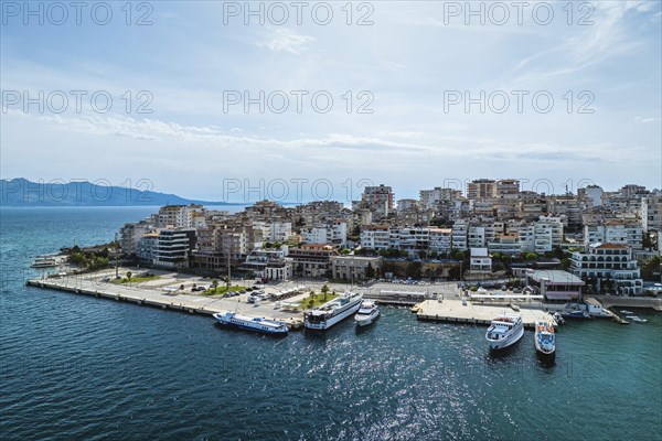 Saranda from a drone, Albanian Riviera, Albania, Europe
